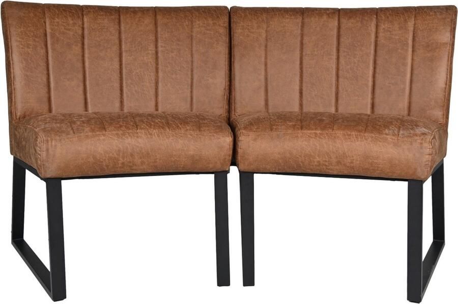 HSM Collection -Eetkamerbank Texas-68x55x88-Cognac Zwart-Leder Metaal - Foto 2