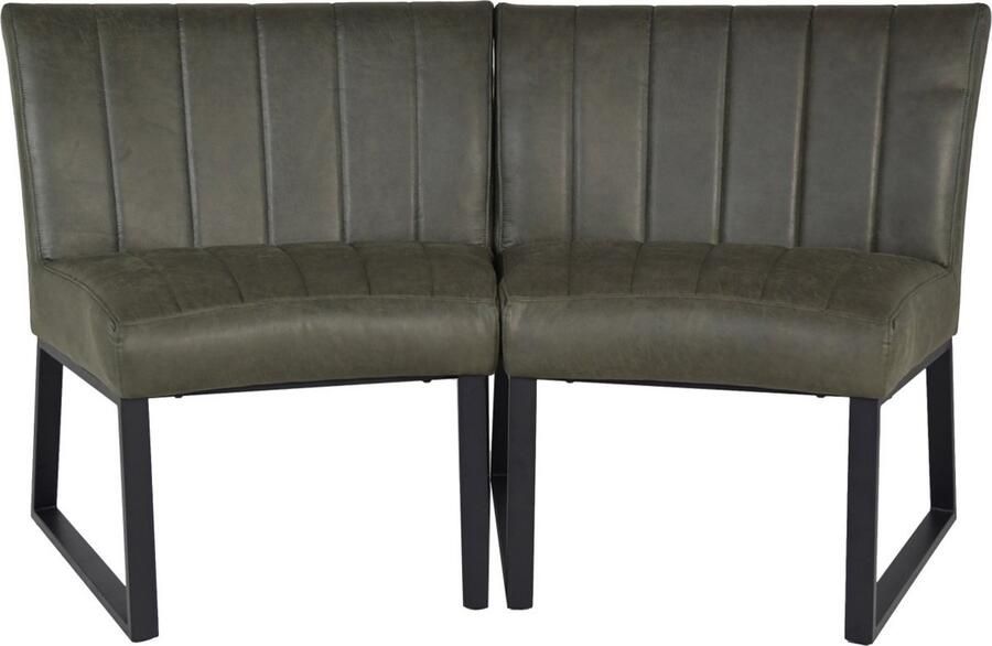 HSM Collection -Eetkamerbank Texas-68x55x88-Groen Zwart-Leder Metaal - Foto 2