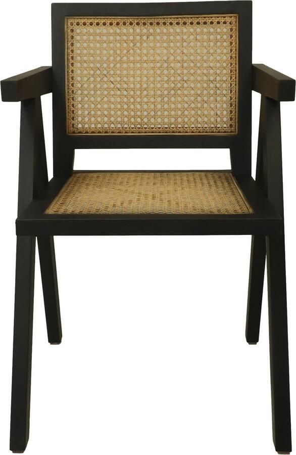 HSM Collection HSM Eetkamer Stoel 56x52x83 Zwart|naturel Mahonie|rotan