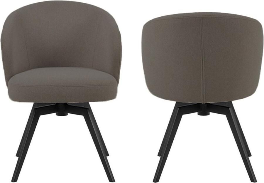 HSM Collection -Eetkamerstoel Alma + Armleuning-80x58 5x60-Antraciet Zwart-Stof Metaal