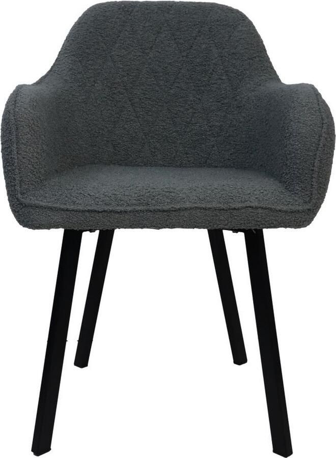 HSM Collection -Eetkamerstoel Demi S 2-60x54x82.5-Licht Grijs Zwart-Stof Metaal