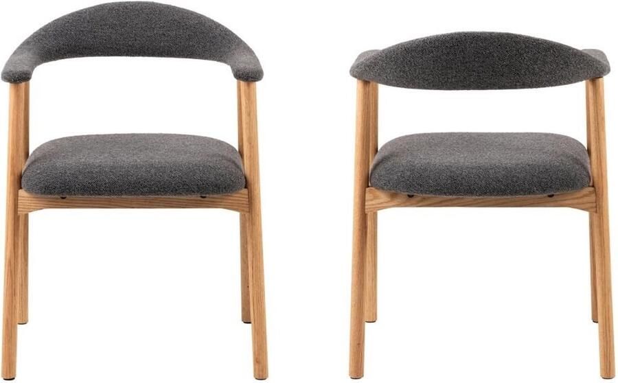 HSM Collection -Eetkamerstoel Ella Met Arm S 2-56x54x76-Grijs White Pigmented-Stof Eiken - Foto 2