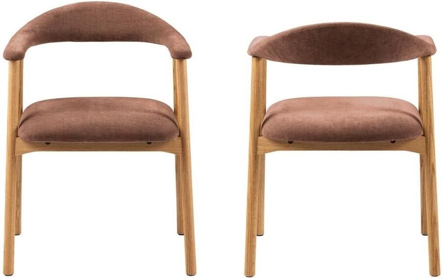 HSM Collection -Eetkamerstoel Ella Met Arm S 2-56x54x76-Terracotta White Pigmented-Stof Eiken - Foto 2