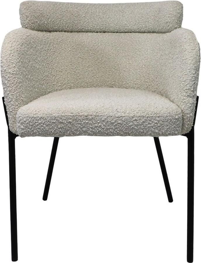 HSM Collection Eetkamerstoel Luca set van 2 57x60x81 Wit zwart Teddy bouclé metaal