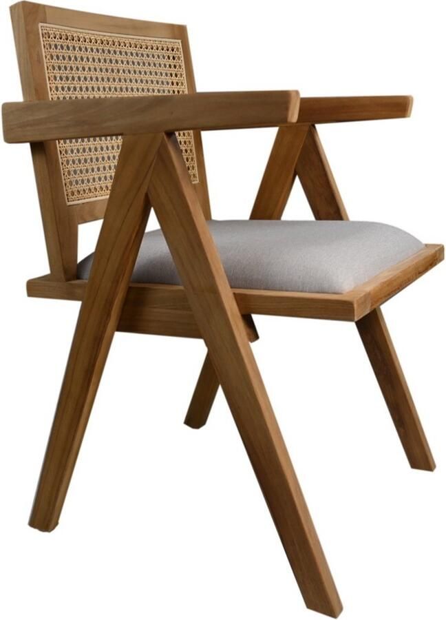 HSM Collection -Eetkamerstoel Phi+ zitting-52x54x83-Naturel Grijs-Teak Stof - Foto 2