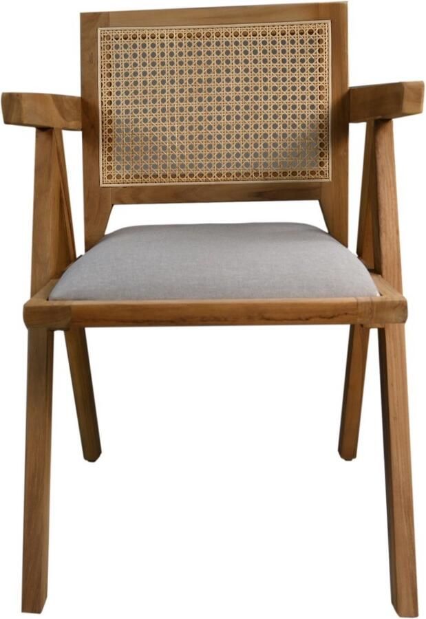 HSM Collection -Eetkamerstoel Phi+ zitting-52x54x83-Naturel Grijs-Teak Stof