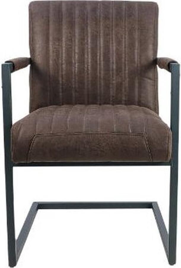 HSM Collection -Eetkamerstoel Texas Met Arm S 2-55x50x85-Espresso Grijs-Leder Metaal