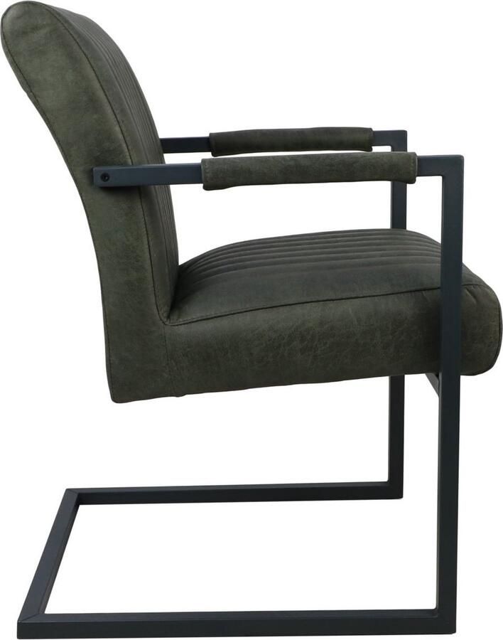 HSM Collection Eetkamerstoel Texas met armleuning Set van 2 55x50x85 Army green- Yachtleder metaal