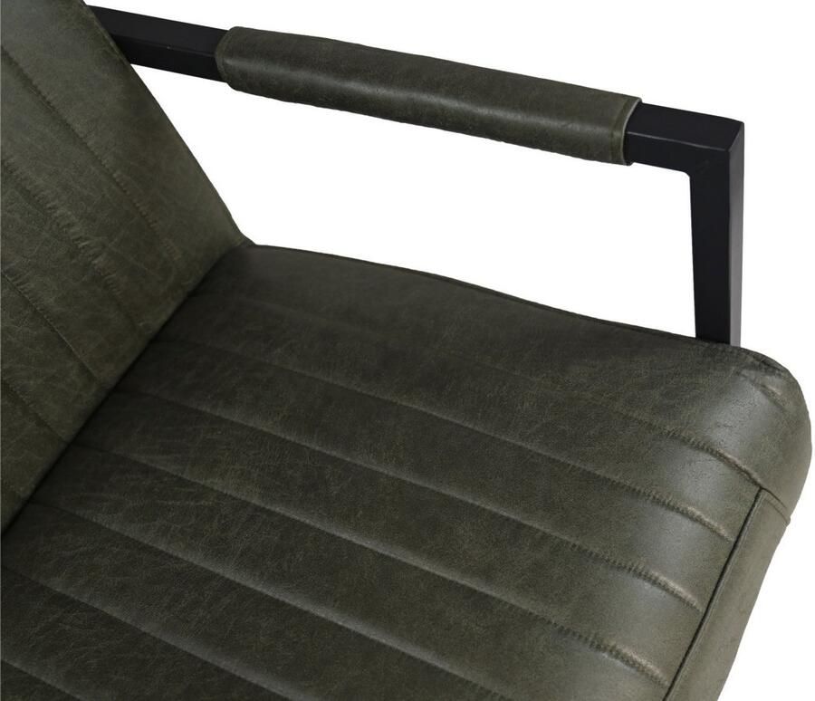 HSM Collection -Eetkamerstoel Texas Met Arm S 2-55x50x85-Groen Zwart-Leder Metaal