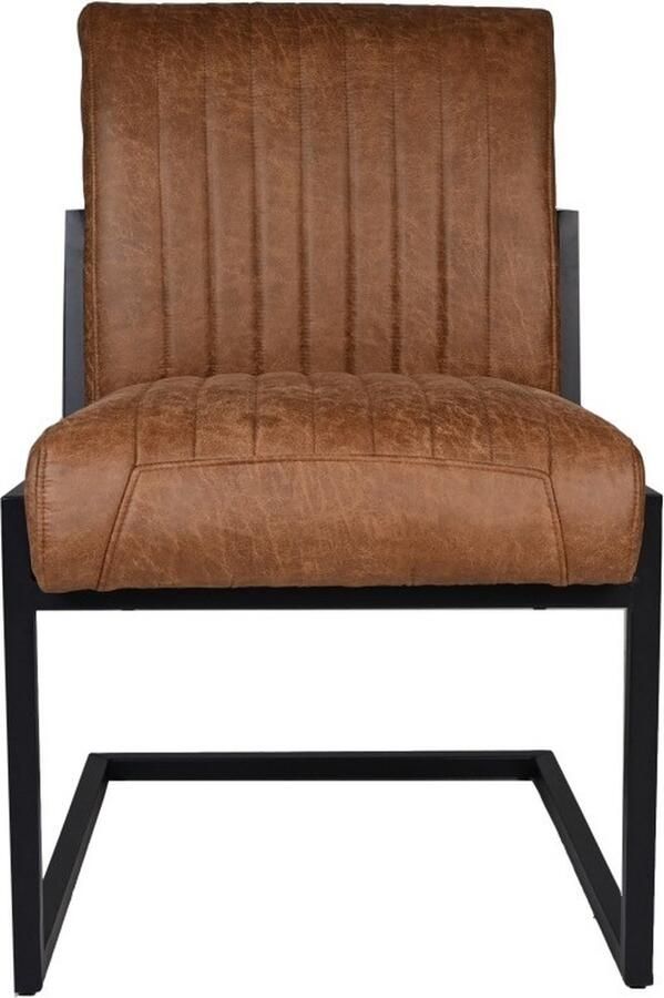 HSM Collection -Eetkamerstoel Texas S 2-55x50x85-Cognac Zwart-Leder Metaal
