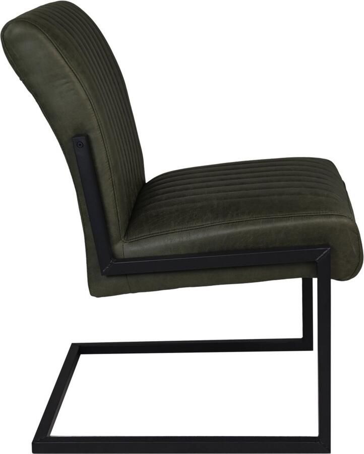 HSM Collection -Eetkamerstoel Texas Army green Yachtleder metaal -Set van 2