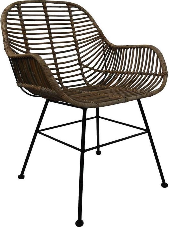 HSM Collection -Eetkamerstoel Wendi Rotan S 2-59x63x83-Naturel grijs zwart-Rotan kobo metaal