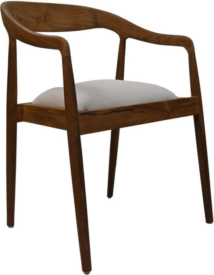 HSM Collection -Eetkamerstoel Wifera + zitting-55x41x78-Naturel Wit-Teak Stof