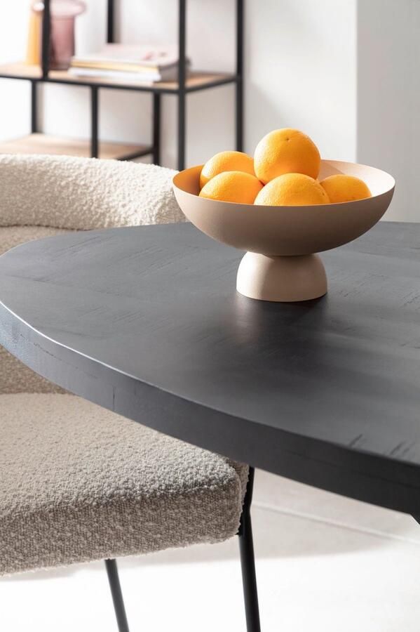 HSM Collection Ovale eettafel Melbourne 160x90x76 zwart mangohout ijzer