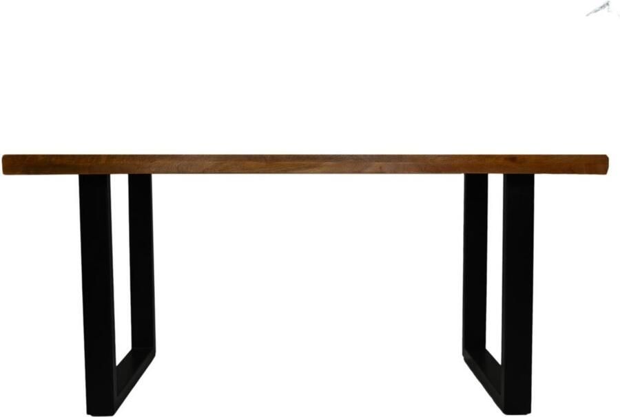 HSM Collection -Rechthoekige Eettafel Melbourne-160x90x77-Bruin Zwart-Mango Metaal