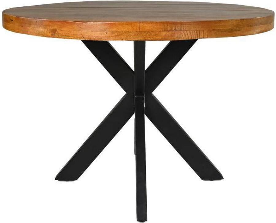HSM Collection Ronde eettafel Melbourne ø100x76 Naturel zwart Mangohout metaal