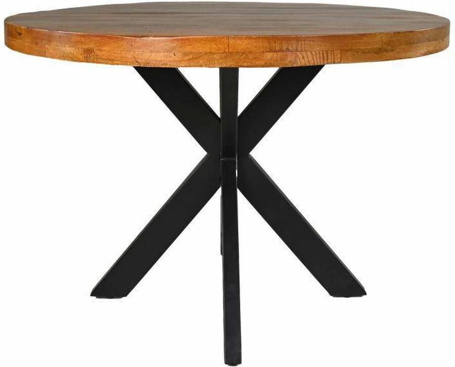 HSM Collection Ronde eettafel Melbourne ø120x76 Naturel zwart Mangohout metaal