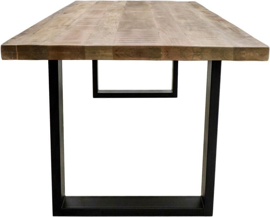 HSM Collection Eettafel Rechthoekig Melbourne U-poot 180cm Naturel Zwart Mangohout Metaal