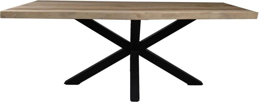 HSM Collection -Rechthoekige Eettafel-260x80-100x78-Naturel Zwart-Munggur Metaal