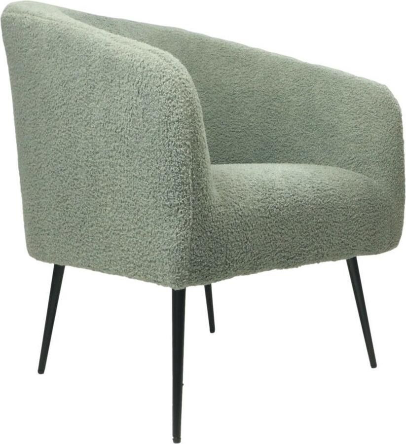 HSM Collection -Fauteuil Bouclé-77x68x83-Licht Grijs Zwart-Stof Metaal