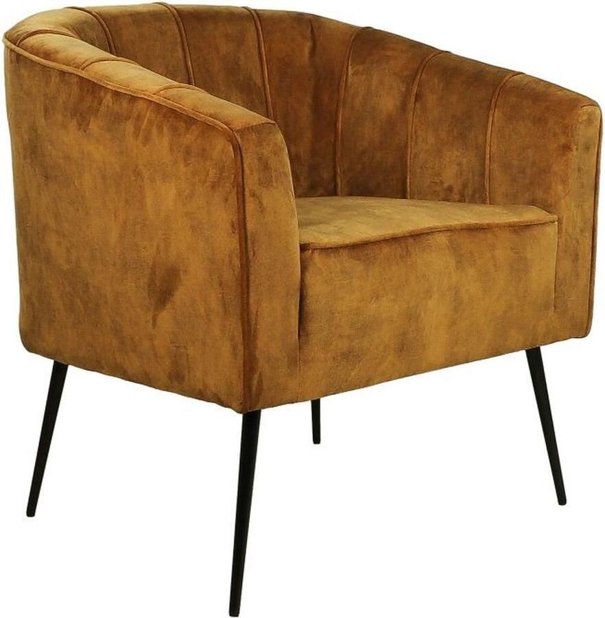 HSM Collection -Fauteuil Chester-72x71x80-Goud Zwart-Stof Metaal