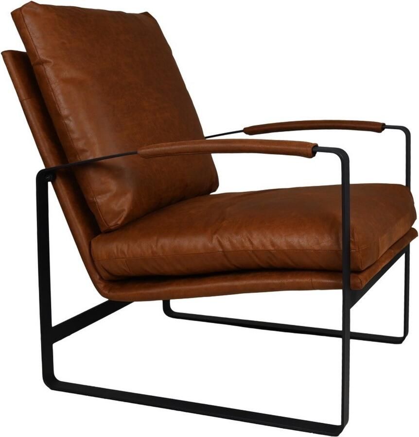 HSM Collection -Eetkamerstoel Miami 95x65x95 Cognac zwart Micro zwart