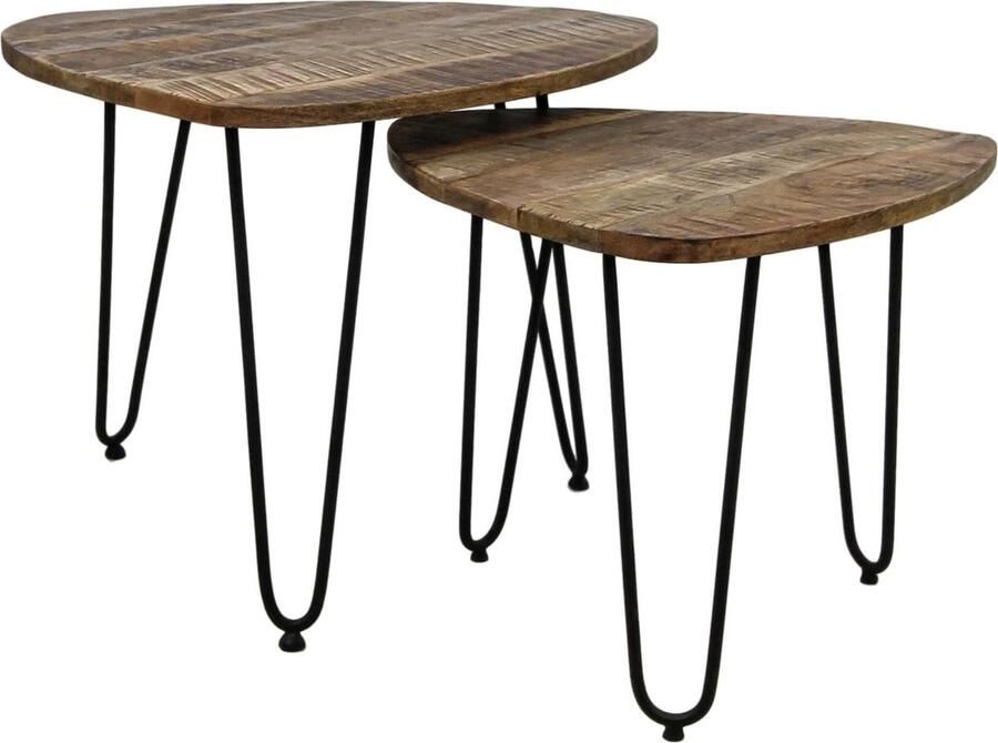 HSM Collection salontafel Dexter (2 stuks) naturel zwart Leen Bakker