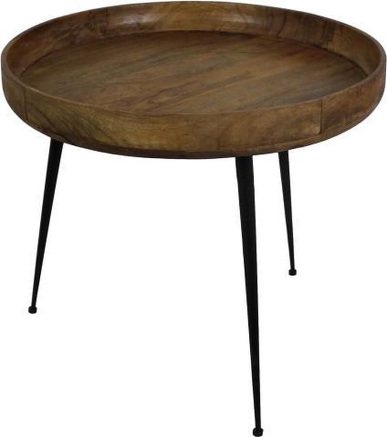 HSM Collection Bijzettafel Ventura ø50 cm mangohout ijzer naturel - Foto 3