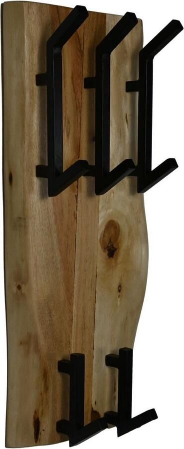 HSM Collection -Kapstok Verticaal 5 Haken-26x3x60-Naturel Zwart-Acacia Metaal - Foto 2