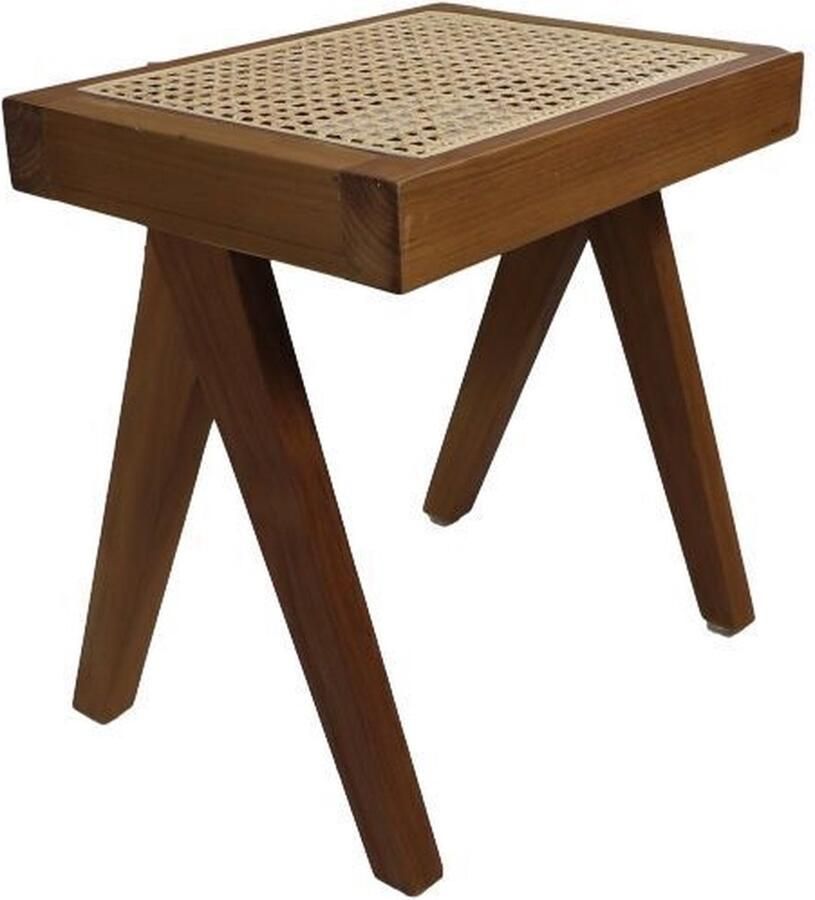 HSM Collection Decoratief bankje 42x32x45 Naturel Teak rotan