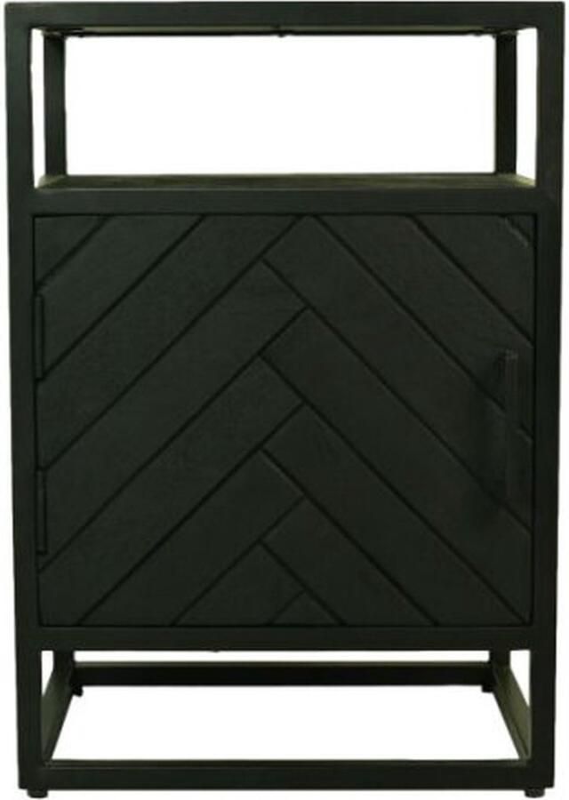 HSM Collection -Nachtkastje 1 Deur Rechts-45x32x65-Zwart-Mango Metaal