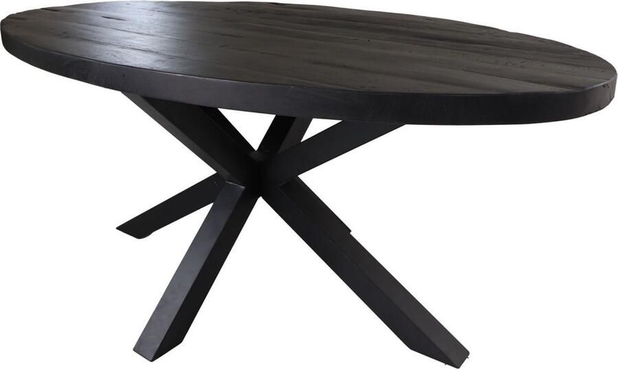 HSM Collection HSM Ovale Eettafel 180x100x77 Zwart Mangohout|metaal