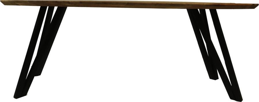 HSM Collection -Ovale Eettafel Fishbone-240x110x76-Naturel Zwart-Eiken Metaal