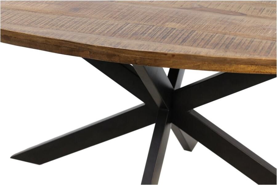 HSM Collection -Ovale Eettafel Melbourne-160x90x76-Naturel Zwart-Mango Metaal