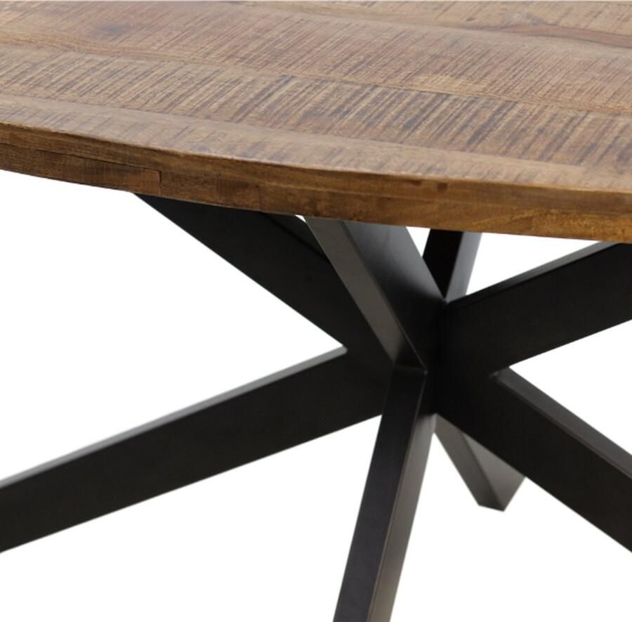 HSM Collection -Ovale Eettafel Melbourne-200x100x76-Naturel Zwart-Mango Metaal
