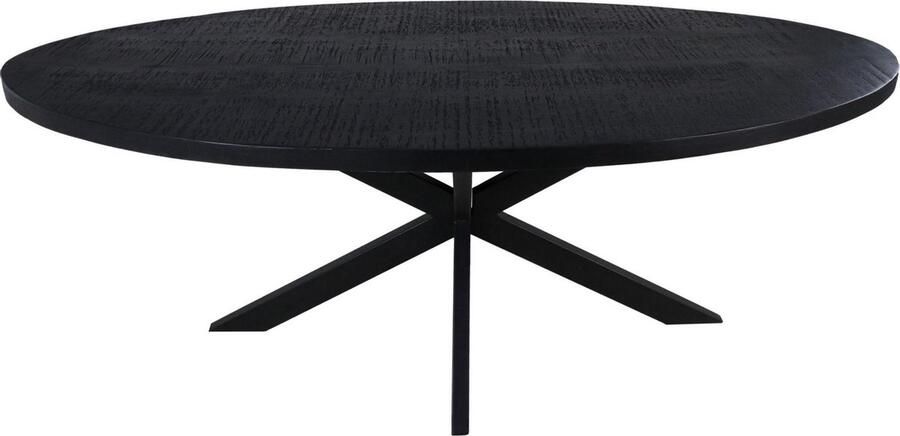 HSM Collection Ovale eettafel Melbourne 200x100x76 zwart mangohout ijzer