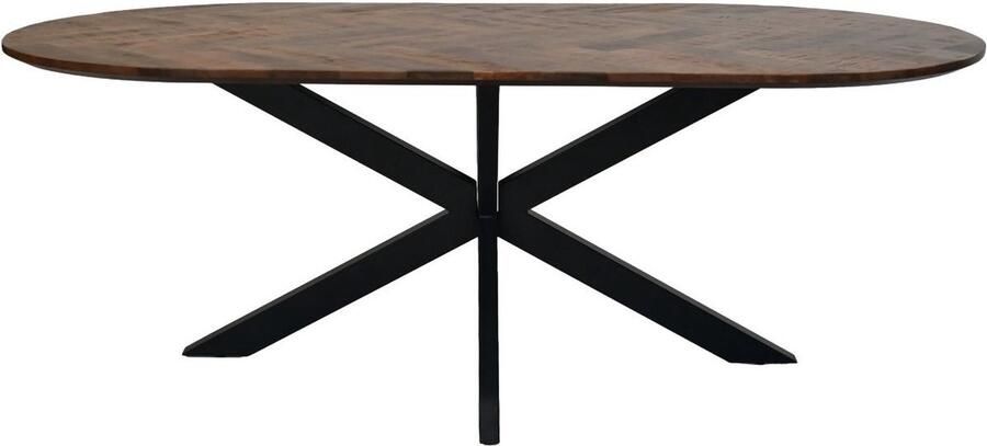 HSM Collection Eettafel Verona ovaal 200x100x76 naturel zwart Mangohout metaal - Foto 2