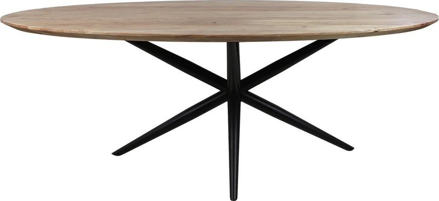HSM Collection -Ovale Eettafel Zurich-200x100x72-Naturel zwart-Acaciahout metaal