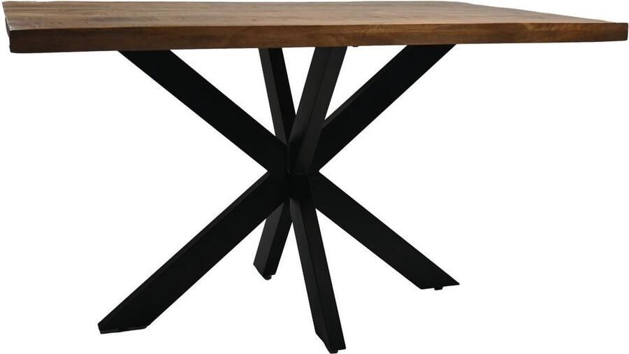 HSM Collection Rechthoekige eettafel Melbourne 120x80x77 Naturel zwart Mangohout metaal