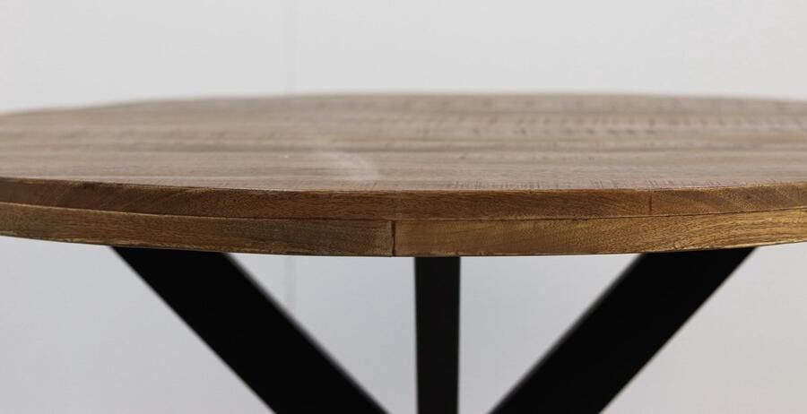 HSM Collection Ronde eettafel Melbourne ø100x76 Naturel zwart Mangohout ijzer - Foto 2