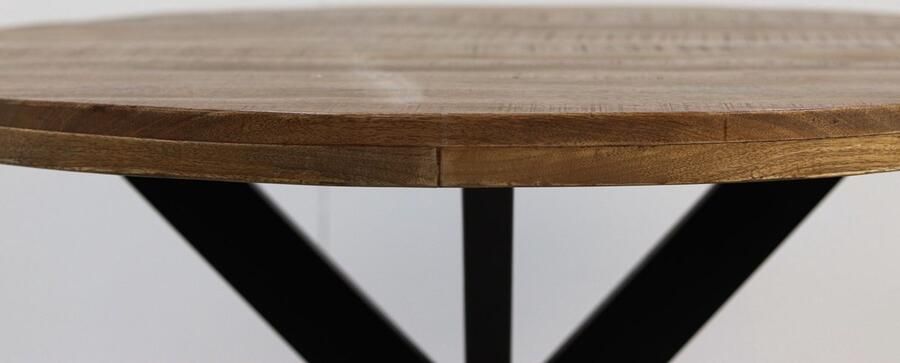 HSM Collection Ronde eettafel Melbourne ø140x76 Naturel zwart Mangohout metaal