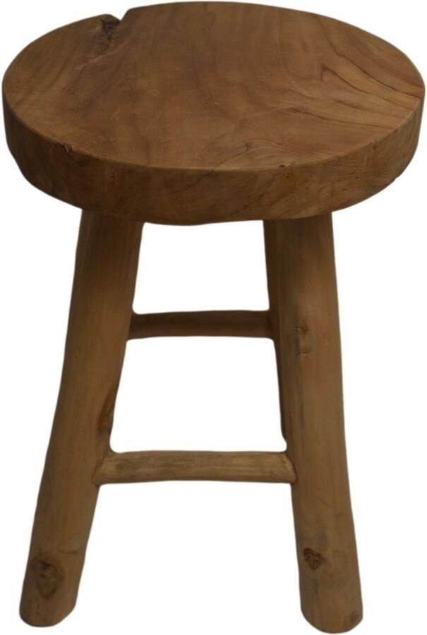HSM Collection Decoratief krukje rond 30x30x42 Natural Teak