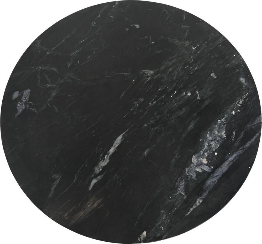 HSM Collection -Ronde Salontafel Marmer-80x80x44-Zwart-Marmer Metaal