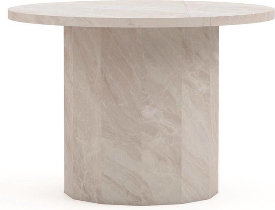 HSM Collection -Ronde Salontafel Sofia-ø60x42-Wit-Travertine