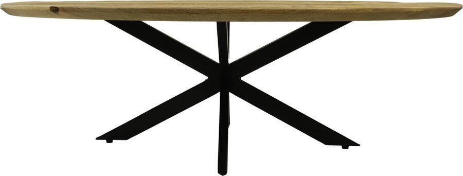 HSM Collection Salontafel Bern swiss edge 130x80x42.5 Naturel zwart Mangohout metaal