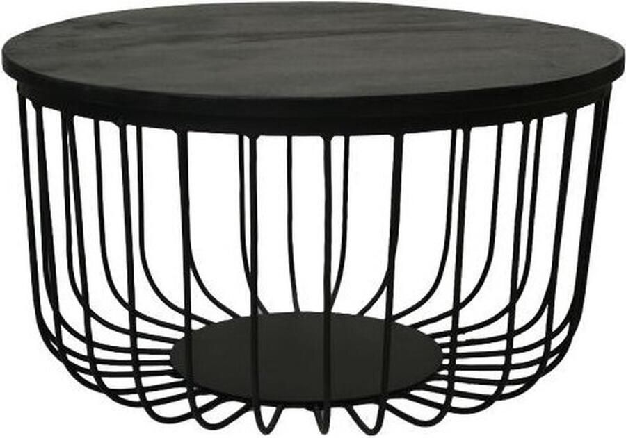 HSM Collection -Ronde Bijzettafel Maden S 2-ø60x33 ø45x30-Zwart-Mango Metaal