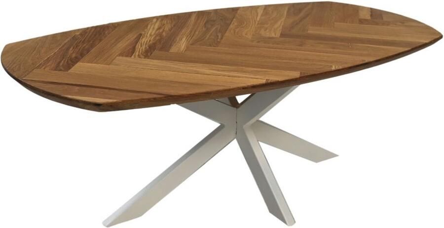 HSM Collection -Danish Salontafel Fishbone-120x60x43-Naturel Wit-Eiken Metaal - Foto 2