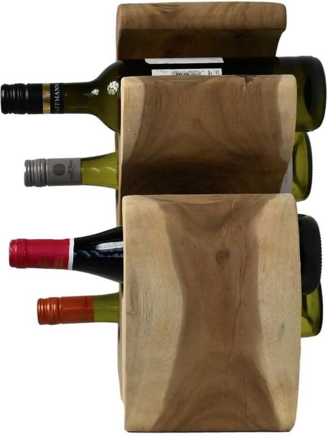 HSM Collection -Staand Wijnrek Vins 4 Flessen-26x16x40-Naturel-Munggur