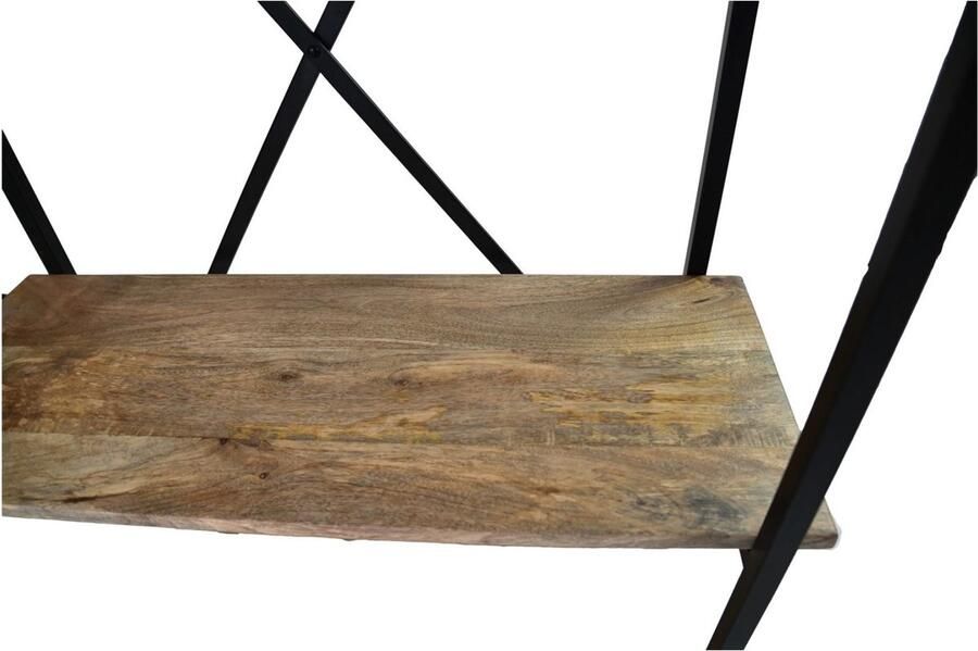 HSM Collection -Stellingkast 4 Planken-80x35x180-Naturel Zwart-Mango Metaal