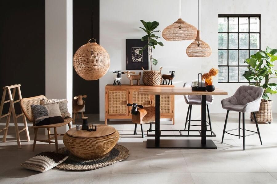 HSM Collection Lugano Rotan stoel 70x67x81 Naturel Teak rotan